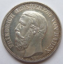 Münze Kaiserreich 2 Mark Friedrich Grosherzog von Baden 1892 G in Vorzüglich