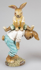 Formano Deko Hasenvater mit Kind 14 cm Kunststein handbemalt Osterdeko 704023 A