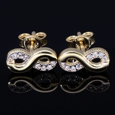 Goldohrstecker Zirkonia 585 14K Echt GOLD Unendlichkeitszeichen Infinity NEU