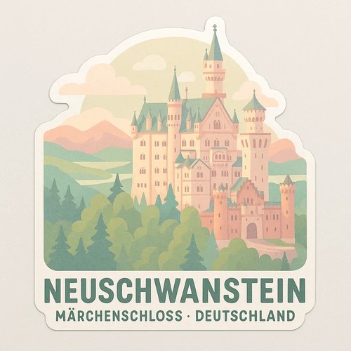 Neuschwanstein sticker 18x18 - neuschwanstein,