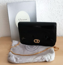 CD Christian Dior Tasche Handtasche Lackleder schwarz Abendtasche Schulterkette