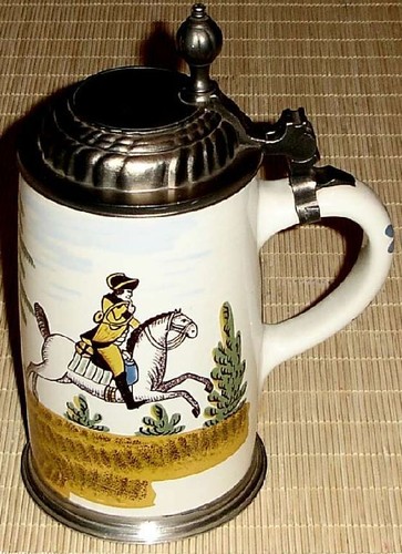 Bierkrug mit zinndeckel - bierkrug,