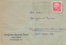 140706) Tiere Pferde Werbestempel Aachen, Reitturnier 1957 auf Blg Bergamt