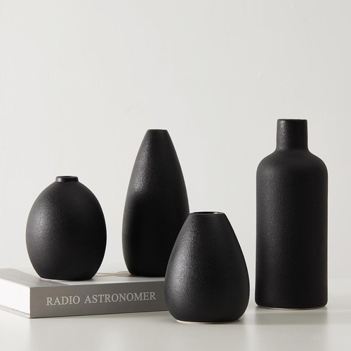 Keramik vase set 4er - keramik, schwarz