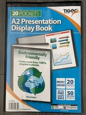 A2 Vitrinebuch 20 Taschen Präsentationsordner schwarz NEU Einlagen enthalten ***