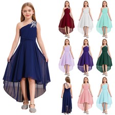 DE Freebily Mädchen Kleider Festlich Schulter langes Abendkleider Chiffon Kleid