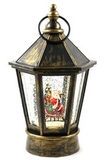 Schneekugel Laterne, Spieluhr & Licht, Musik & Schneewirbel Weihnachten H:23cm