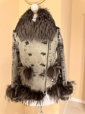 Damen Jeansjacke mit Futter und Fuchspelz