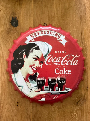 Vintage coca cola metallschild - vintage,