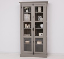 Vitrine Vitrinenschrank Schrank Regal Regalschrank schmale Vitrine Landhaus grau