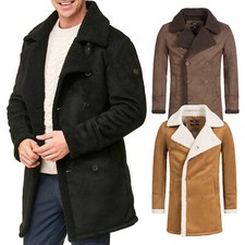 Indicode Herren Mantel Barlow-Kurzmantel Herrenjacke Parka Stehkragen Teddyfell