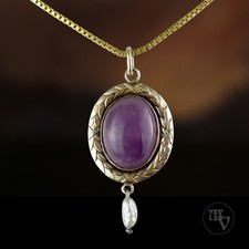 Antikschmuck Anhänger Amethyst & Perle ~1920 Jugendstil Art Déco 800 Silber verg