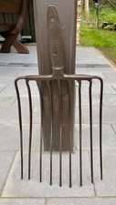 alte Steingabel Schober Schippe 9 Zinken Gabel, altes Werkzeug, Hand geschmiedet