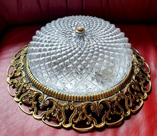 Große Plafoniere Deckenlampe Decken Wand Lampe Jugendstil Antik Messing Glas Ø37