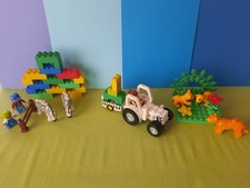 Lego Duplo Konvolut - Zoo Zubehör Löwen Zebra Fahrzeug Platte Fahrzeug Pflanze