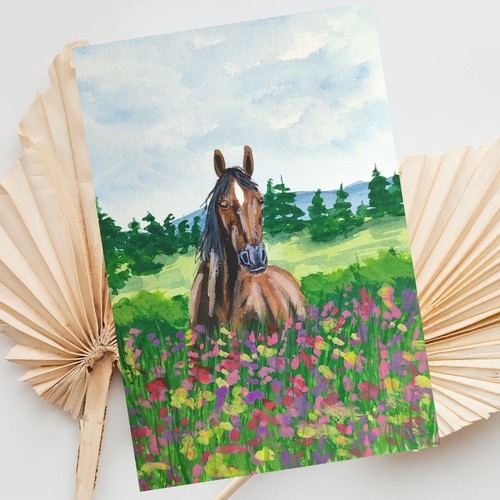 Aquarell pferde gemälde - aquarell,