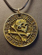 Piraten Münze am Band Halskette in Gold Bronze Seemann Seefahrer Skipper