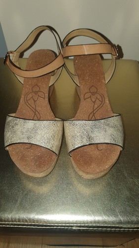 Wedges gold mit korkabsatz - wedges,