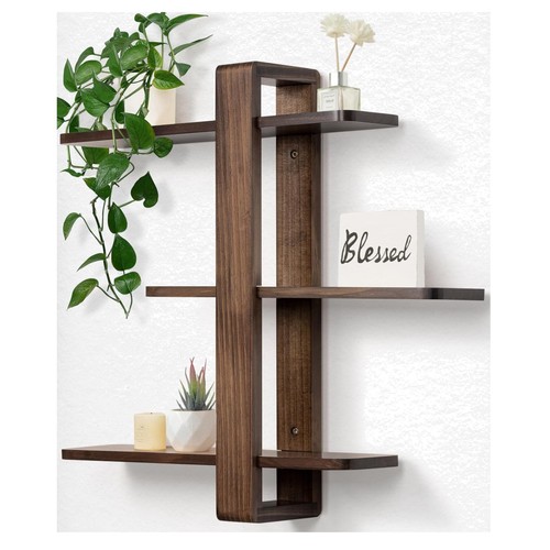 Wandregal holz walnuss 50x58cm - holz,