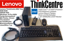 PC LENOVO ThinkCentre M92 Intel i3 3240T 8GB WLAN 500GB DVD Win10Pro o. Monitor