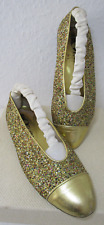 TI AMO*Retro Vintage*Schuhe/Ballerinas*80er/90er*Gr.:4,5 (37)*gold/glitzer*Disco