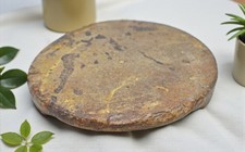 Antik Sand Stein Rund Saffron Schleifendes Platte Original Alte Handgeschnitzt