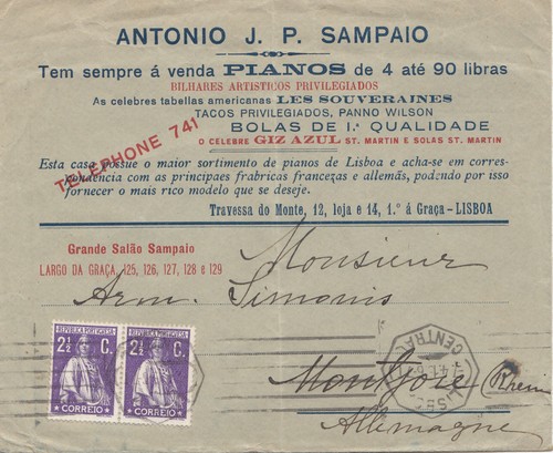 Portugal 1915 brief - portugal:, aus
