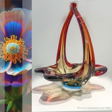 Murano Sommerso Schale Glaskunst um 1960 Henkelschale