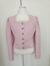 Blazer Bluse Tweed Bouclé Rosa Pink Rüschen Knöpfe S Korea