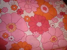 70s Fabric  Bettwäsche    PRILBLUMEN Rose Orange Pink Farben  VINTAGE