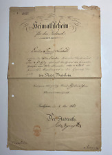 Heimatschein Bautzen / Budissin, Königreich Sachsen 1863 - seltenes Original