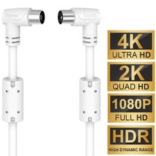 Hama 10m 90° gewinkelt Antennen-Kabel 90db Koaxial-Kabel Koax-Kabel 4K HDR HD TV