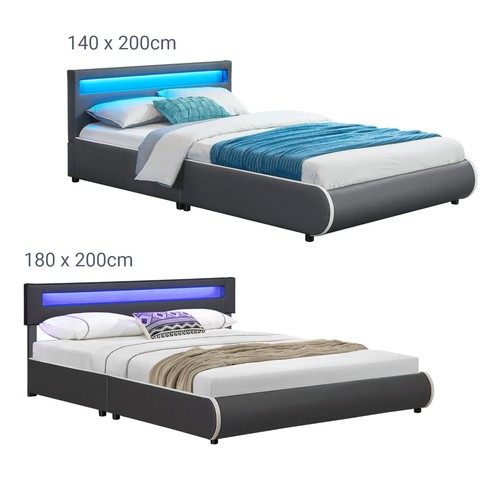 Polsterbett led kunstlederbett - polsterbett,