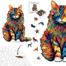 Neu Holz Jigsaw Puzzles Katze