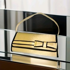 Abend handtasche Damen Tasche gelb mini Stofftasche Balltasche  Kettenriemen neu