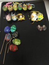 Konvolut Ostereier, 33tlg. - Hühner/evtl. Enten, Kunststoff u.a., mehrfarbig