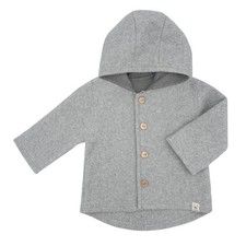MaxiMo Baumwoll Fleece Jacke Kapuze Baby Unisex Gots Grau Gr. 86/92