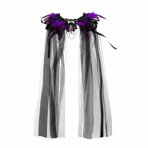 Feder cape mit spitzenkragen - mit,