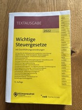 Wichtige Steuergesetze 72. Auflage 2022 Zustand Sehr Gut