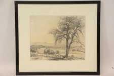 Landschaft Kohlezeichnung signiert Carl Adolf KORTHAUS (1879-1956) (BG2787)