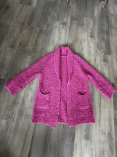 Lange Strickjacke in pink - Gr