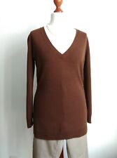Sandra Pabst Pullover Strickjacke Kaschmir Wolle 42 40 L XL braun V-Auschnitt