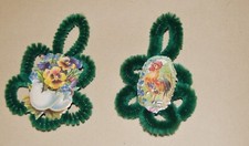 2  x  Ostern Deko Chenille Hänger  klein ca4,5cm (ohne Henckel) altes Glanzbild