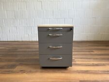 Wini Rollcontainer mit 4 Fächern Ahorn grau abschließbar