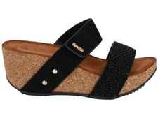 Plateau-SANDALEN für Damen mit Keilabsatz SCHWARZE DAMEN-SOMMERSCHUHE ZIRKONIA
