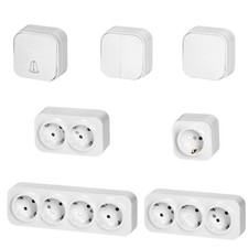 Aufputz Steckdosen Lichtschalter Weiß Klingelschalter Schuko Schalter 230V