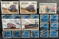 Briefmarken Motiv Eisenbahn, 19 Marken mit Lokomotiven aus 4 Ländern