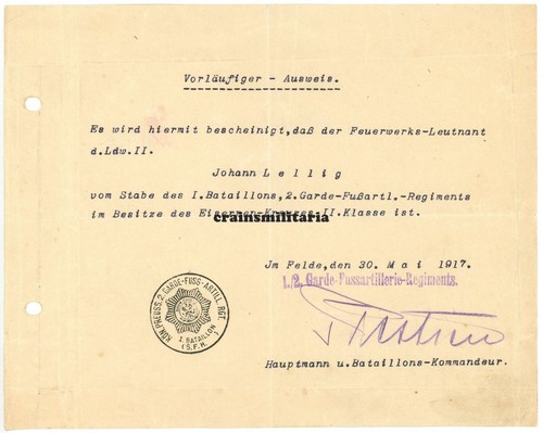 Orig urkunde ek2 ekii eiserne - orig.,