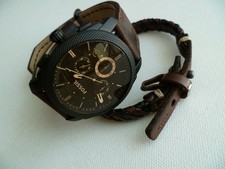 Fossil Machine Chronograph Leder + Leder Band Herren Uhr  SET