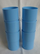 6 x original DDR Trinkbecher Zahnputzbecher mittelblau 1970/80er Jahre Ostalgie